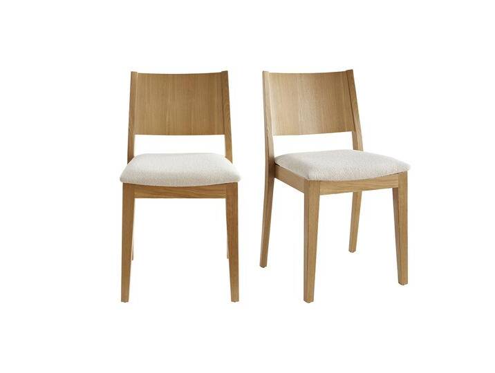 Skandinavische Stühle mit Bouclé-Stoff in Ecru und heller Eiche (2er-Set) MELVIL von Miliboo