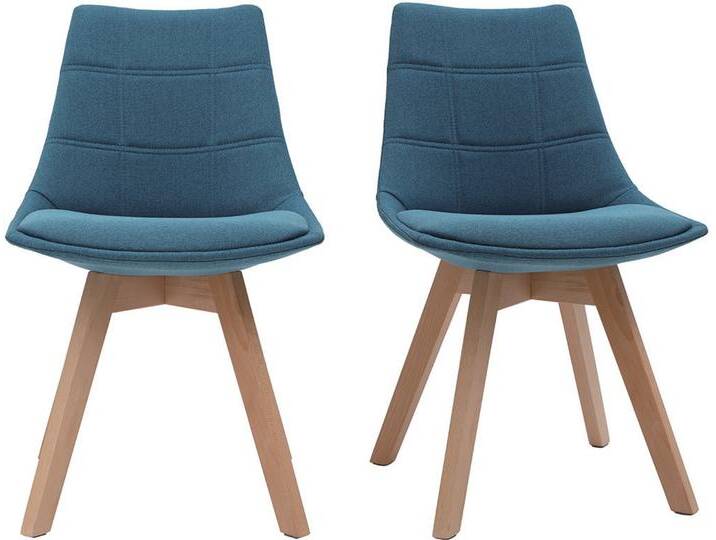 Skandinavische Stühle mit Stoff in Blaugrün (2er-Set) MATILDE von Miliboo