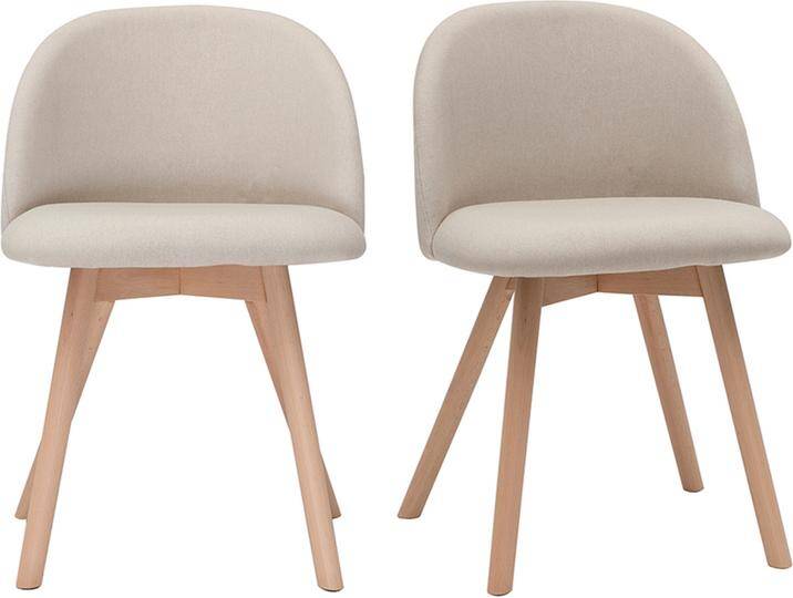 Skandinavische Stühle mit naturfarbenem Stoff und massivem Buchenholz (2er-Set) CELESTE von Miliboo