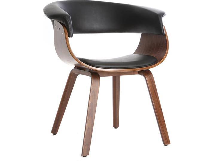 Skandinavischer Armstuhl, schwarz und dunkles Holz OKTAV von Miliboo