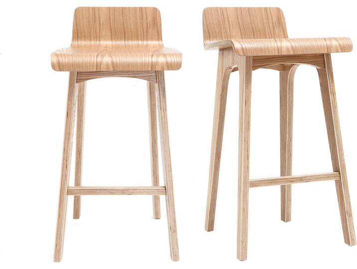 Skandinavischer Barhocker aus hellem Holz H65 cm (2er-Set) BALTIK von Miliboo