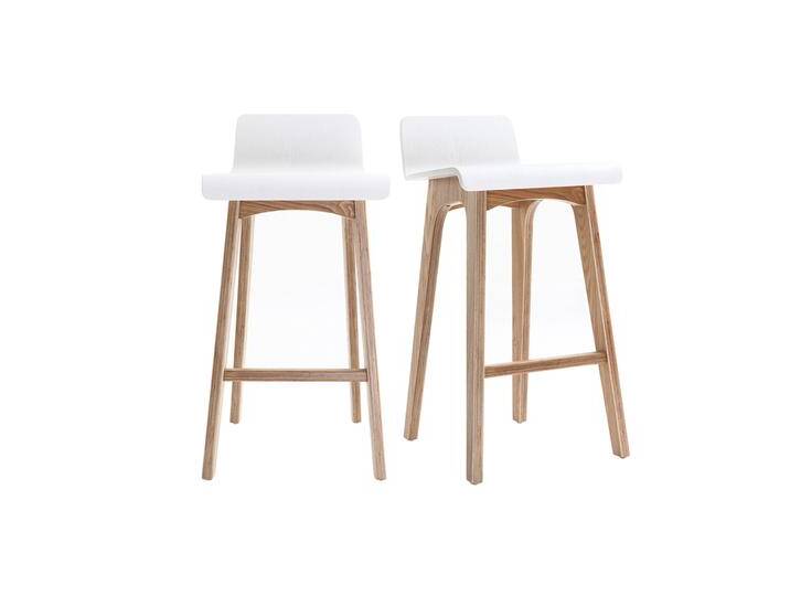 Skandinavischer Barhocker in Weiß mit hellem Holz H65 cm (2er-Set) BALTIK von Miliboo