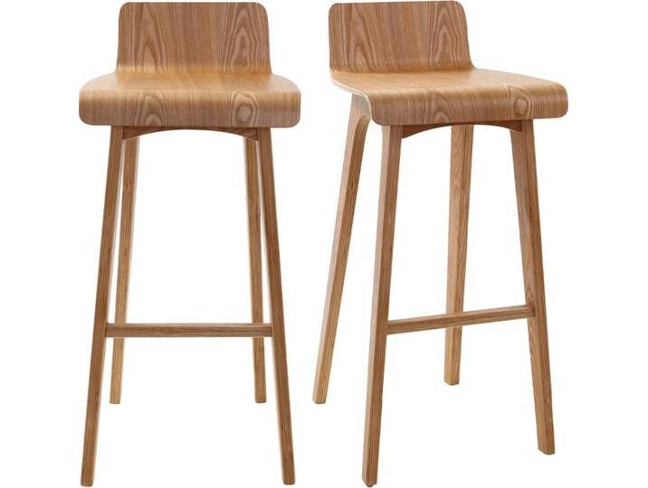 Skandinavischer Design-Barhocker in Beige und Holz H75 cm (2er-Set) BALTIK von Miliboo