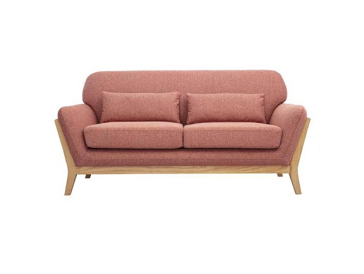 Skandinavisches 2-Sitzer-Sofa aus terrakotta-farbenem samtigem Textil und hellem Holz YOKO Skandinavisches 2-Sitzer-Sofa aus terrakotta-farbenem samtigem Textil und hellem Holz YOKO von Miliboo