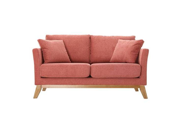 Skandinavisches 2-Sitzer-Sofa mit abnehmbarem Bezug in Terracotta mit strukturiertem Samteffekt OSLO von Miliboo