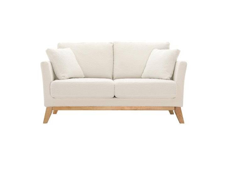 Skandinavisches 2-Sitzer-Sofa mit abnehmbarem Bezug in Weiß mit Bouclé-Wolleffekt und Holzfüßen OSLO Skandinavisches 2-Sitzer-Sofa mit abnehmbarem Bezug in Weiß mit Bouclé-Wolleffekt und Holzfüßen OSLO von Miliboo