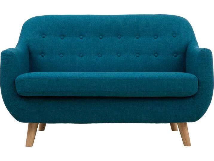 Skandinavisches 2-Sitzer-Sofa mit abnehmbarem Bezug in entenblau und Holz YNOK von Miliboo