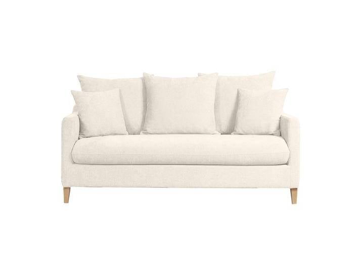 Skandinavisches Schlafsofa aus beigem Stoff mit Samteffekt und hellem Holz 3-Sitzer LOUISE von Miliboo