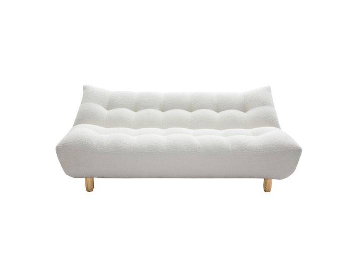 Skandinavisches Schlafsofa aus weißem Stoff mit Bouclé-Wolleffekt und hellem Holz 3-Sitzer YUMI Skandinavisches Schlafsofa aus weißem Stoff mit Bouclé-Wolleffekt und hellem Holz 3-Sitzer YUMI von Miliboo