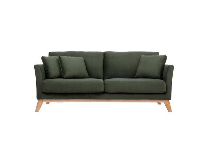 Skandinavisches Sofa 3-Sitzer Bezug abnehmbar SamtEffekt Khaki OSLO von Miliboo