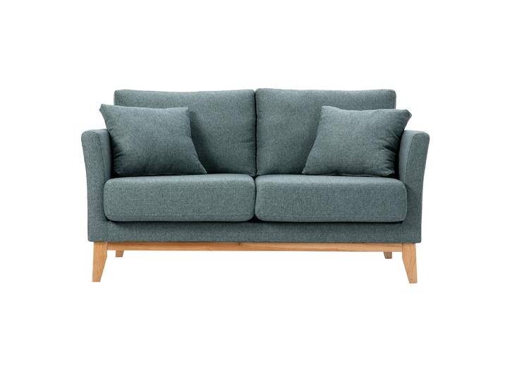 Skandinavisches Sofa aus graugrünem Stoff mit Samteffekt und hellem Holz 2-Sitzer OSLO von Miliboo