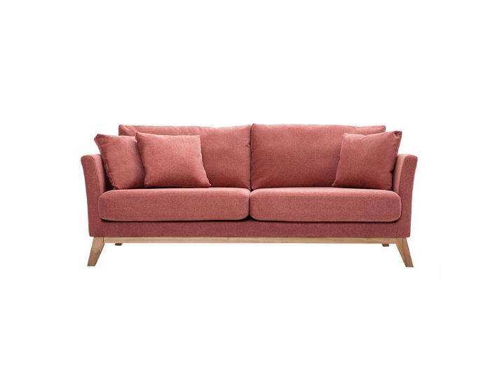 Skandinavisches Sofa aus terracottafarbenem Stoff mit Samteffekt, abnehmbarem Bezug und hellem Holz 3-Sitzer OSLO Skandinavisches Sofa aus terracottafarbenem Stoff mit Samteffekt, abnehmbarem Bezug und hellem Holz 3-Sitzer OSLO von Miliboo