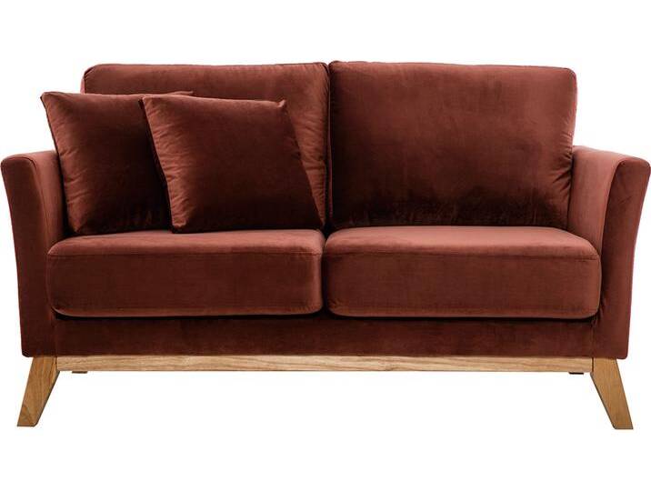 Skandinavisches Zweisitzer-Sofa mit abnehmbarem Bezug und bordeauxrotem Samt OSLO von Miliboo