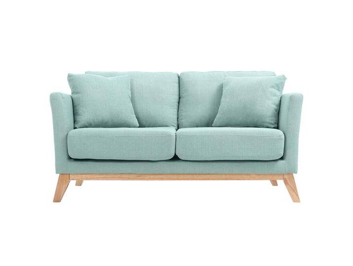 Sofa skandinavisch 2 Plätze Lagunenblau und helle Holzbeine OSLO von Miliboo