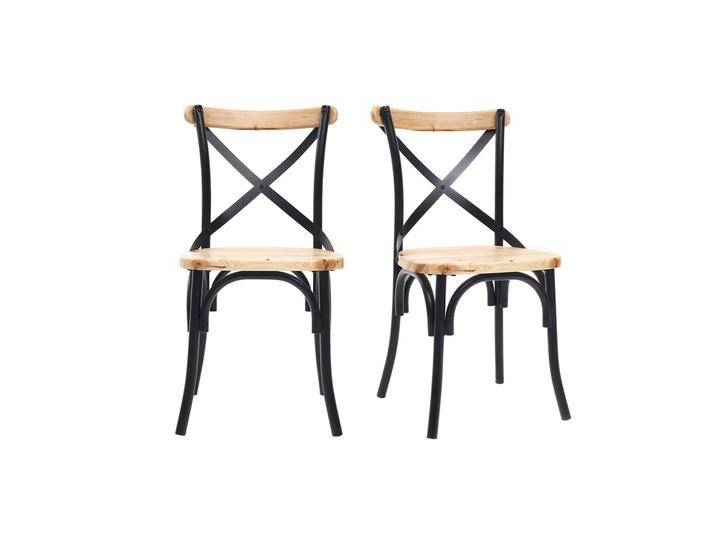 Stühle Industrie-Stil schwarzes Metall und Holz (2er-Set) JAKE von Miliboo