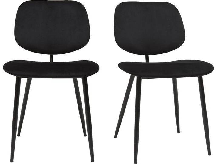 Stühle TOBIAS aus schwarzem Samt und schwarz lackiertes Metall 2er-Set TOBIAS Stühle TOBIAS aus schwarzem Samt und schwarz lackiertes Metall 2er-Set TOBIAS von Miliboo