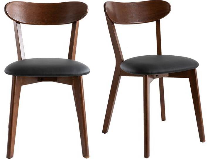 Stühle Vintage dunkles Holz und schwarze Sitzfläche (2er-Set) DOVE von Miliboo