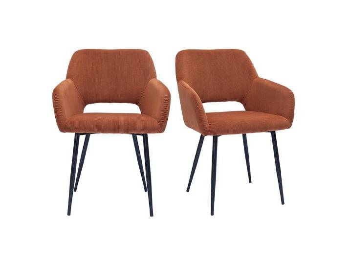 Stühle aus Cordstoff in Terracotta und schwarzem Metall (2er-Set) LAURETTE von Miliboo