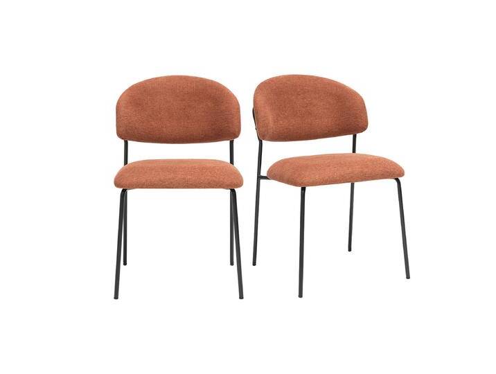 Stühle aus Samt-Textur Stoff in gebrannter Erde und schwarzem Metall (2er Set) BENTA von Miliboo