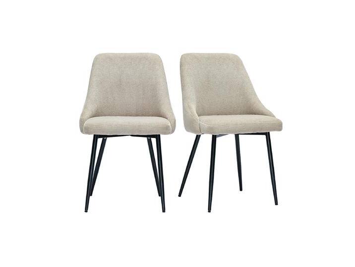 Stühle aus beigem Samteffekt-Textilgewebe und schwarzem Metall (2er Set) HASTA von Miliboo