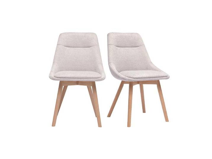 Stühle aus beigem Samteffekt-Texturgewebe und hellem Holz (2er Set) ALESS von Miliboo