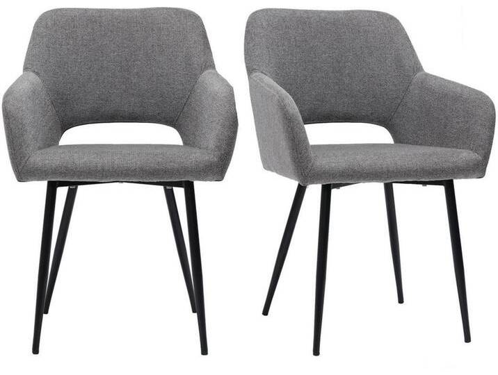Stühle aus grauem Stoff mit Samteffekt (2er-Set) LAURETTE von Miliboo