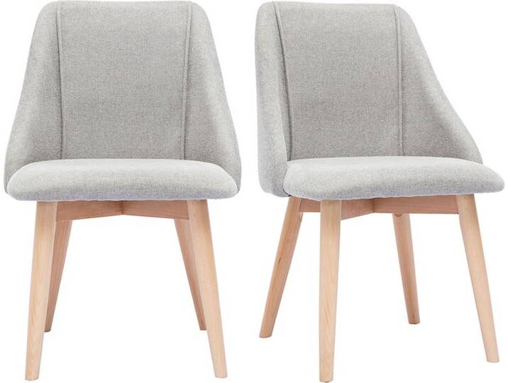 Stühle aus grauem Stoff mit Samteffekt und massivem Buchenholz (2er-Set) HIGGINS von Miliboo
