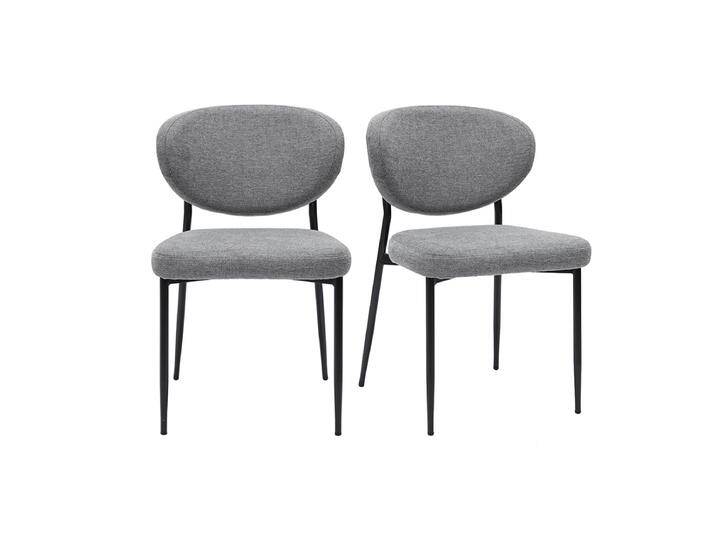 Stühle aus grauem samtartigem strukturiertem Stoff und schwarzem Metall (2er-Set) BREKA von Miliboo