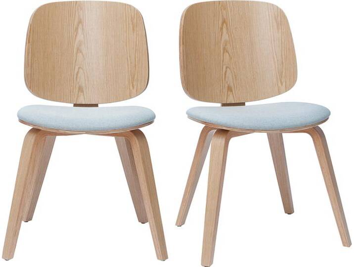 Stühle aus hellem Holz und hellgrauem Stoff (2er-Set) BECK von Miliboo