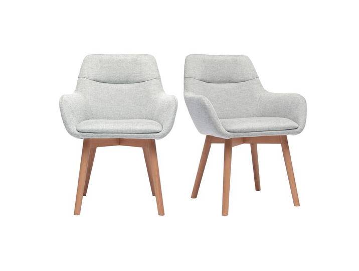 Stühle aus hellgrauem Samteffekt-Stoff und hellem Holz (2er Set) ALESS von Miliboo