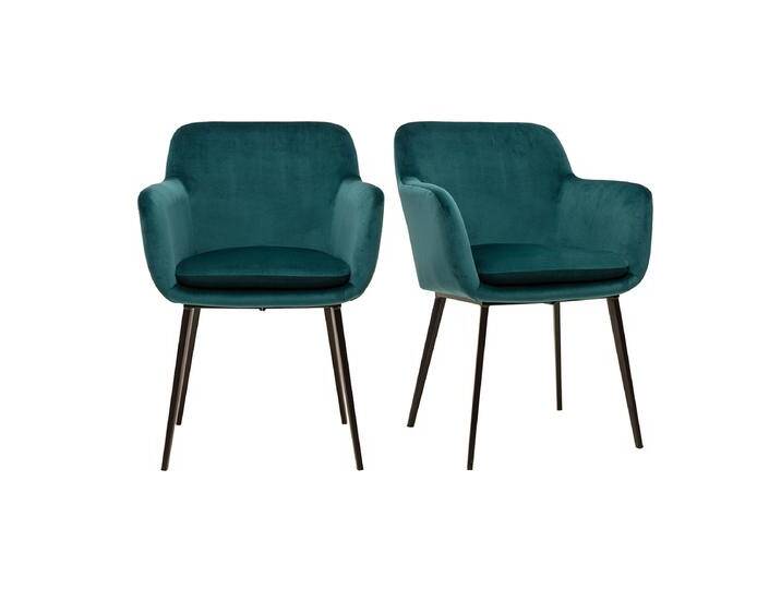Stühle aus petrolblauem Samtstoff und schwarzem Metall (2er Set) AMIKA von Miliboo