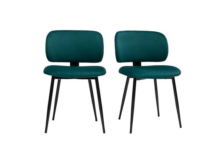 Stühle aus petrolblauem Samtstoff und schwarzem Metall (2er-Set) ATRIUM von Miliboo
