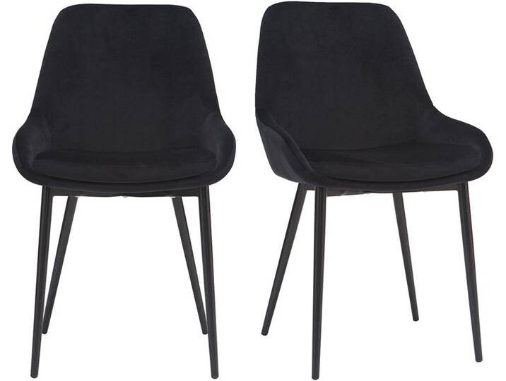 Stühle aus schwarzem Samt schwarzes Metallgestell 2er-Set HOLO von Miliboo