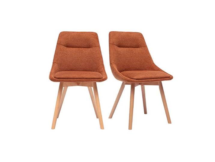 Stühle aus strukturiertem Samtstoff in gebrannter Erde und hellem Holz (2er Set) ALESS von Miliboo