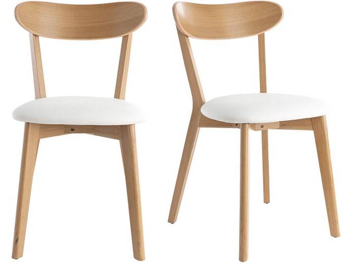 Stühle im Eichen-Vintage und weiße Sitzfläche (2er-Set) DOVE von Miliboo