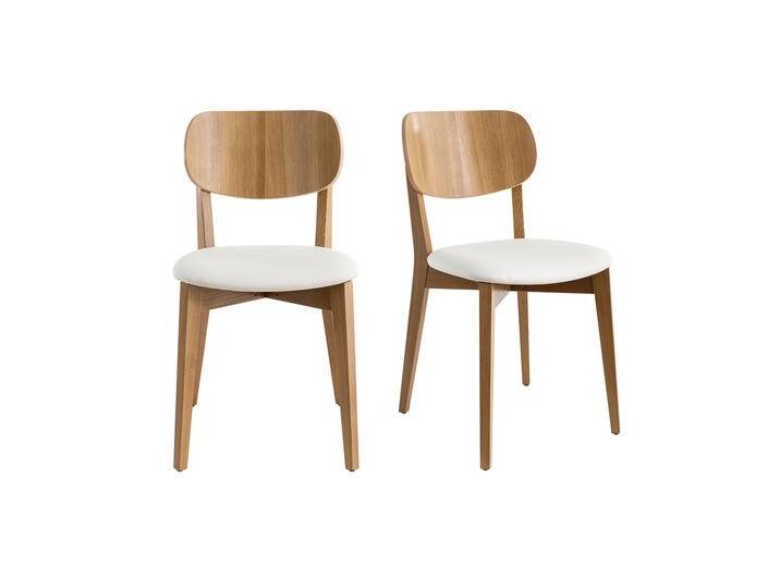 Stühle im Eichen-Vintage und weiße Sitzfläche (2er-Set) LUCIA von Miliboo