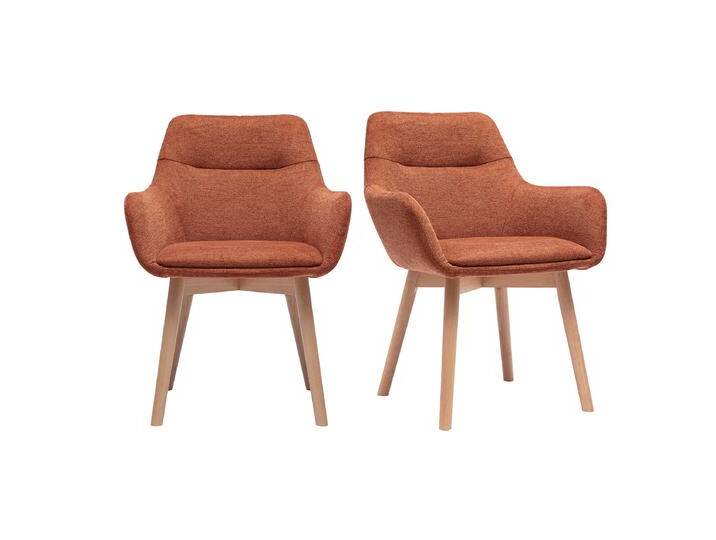 Stühle in verbrannter Erde Textur Samtoptik und hellem Holz (2er Set) ALESS von Miliboo