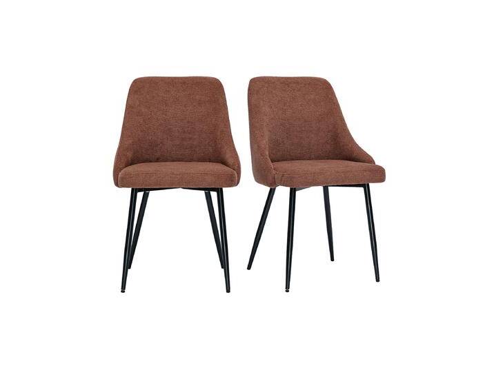 Stühle in verbrannter Erde texturiertem Samteffekt und schwarzem Metall (2er Set) HASTA von Miliboo