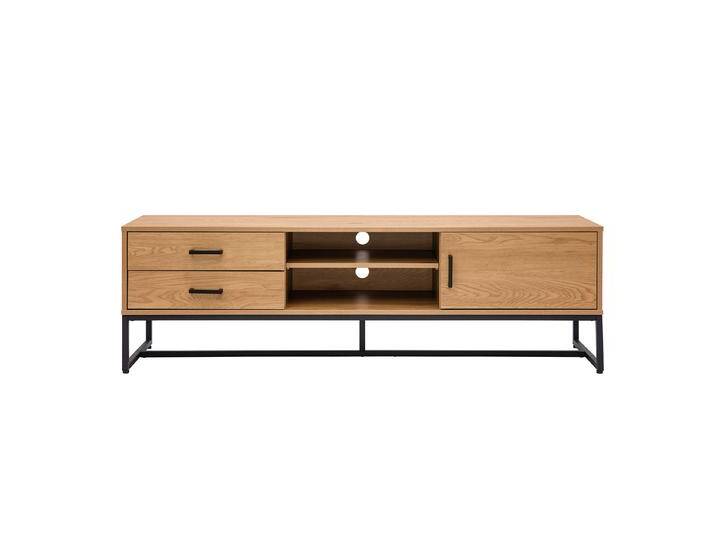TV-Möbel mit hellem Holzdekor in Eiche und schwarzem Metall B160 cm LOVATO TV-Möbel mit hellem Holzdekor in Eiche und schwarzem Metall B160 cm LOVATO von Miliboo