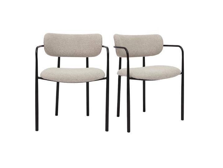 Texturierte Stoffstühle in Beige und Schwarzem Metall (2er-Set) SWIFT von Miliboo