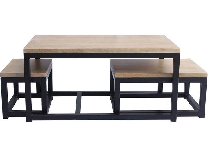Tiefer Beistelltisch Mangobaum und Schwarzmetall (3er Set) FACTORY von Miliboo