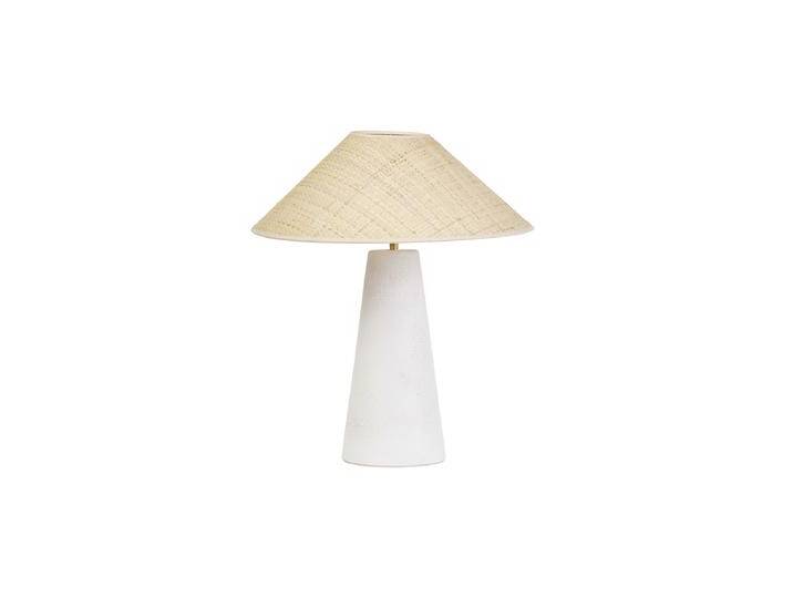 Tischlampe aus weißer Keramik mit Rattanlampenschirm H47 cm JUNI von Miliboo