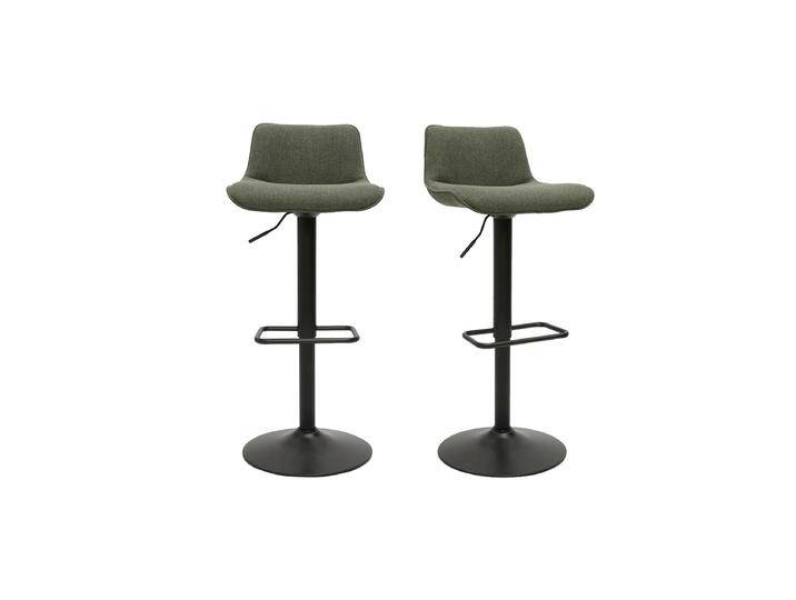 Verstellbare 360° drehbare Barhocker aus khakifarbenem Stoff und schwarzem Metall (2er-Set) BOOST von Miliboo