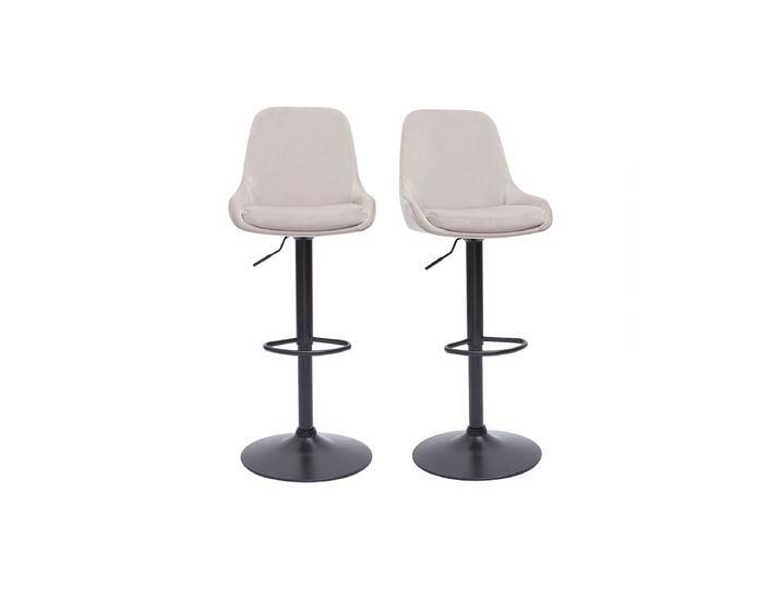 Verstellbarer Design-Barhocker aus taupefarbenem Samtstoff und schwarzem Metall 360° drehbar (2er-Set) HOLO von Miliboo