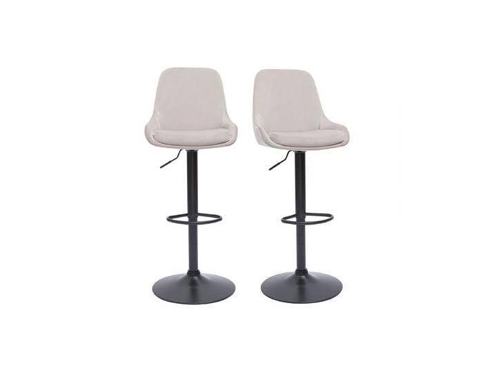 Verstellbarer Design-Barhocker aus taupefarbenem Samtstoff und schwarzem Metall 360° drehbar (2er-Set) HOLO von Miliboo