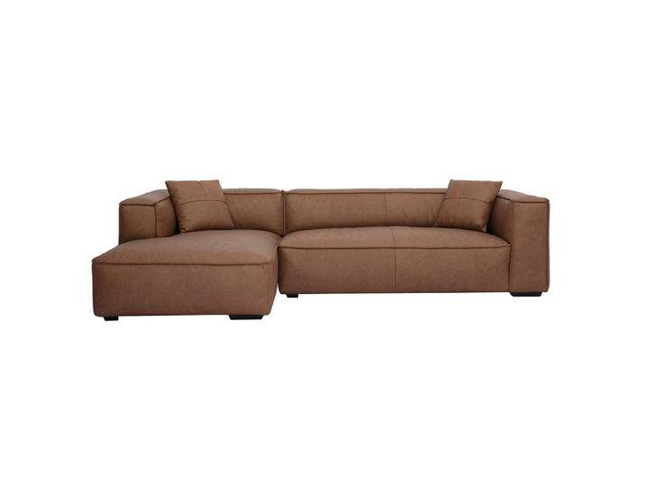 Vintage Ecksofa links 3-4 Sitzer aus braunem Leder und schwarzem Holz COBAIN Vintage Ecksofa links 3-4 Sitzer aus braunem Leder und schwarzem Holz COBAIN von Miliboo