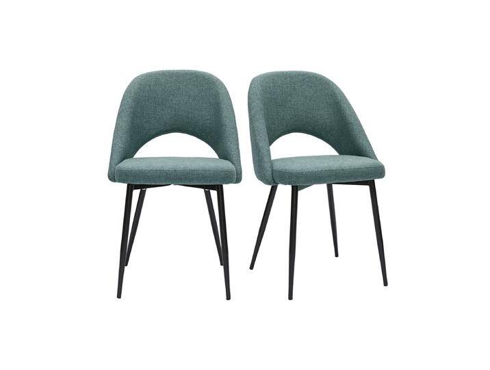 Vintage-Stühle aus graugrünem Stoff und schwarzem Metall (2er-Set) COSETTE von Miliboo