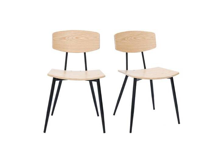 Vintage Stühle aus hellem Eichenholz und schwarzem Metall (Set von 2) JOLINE von Miliboo