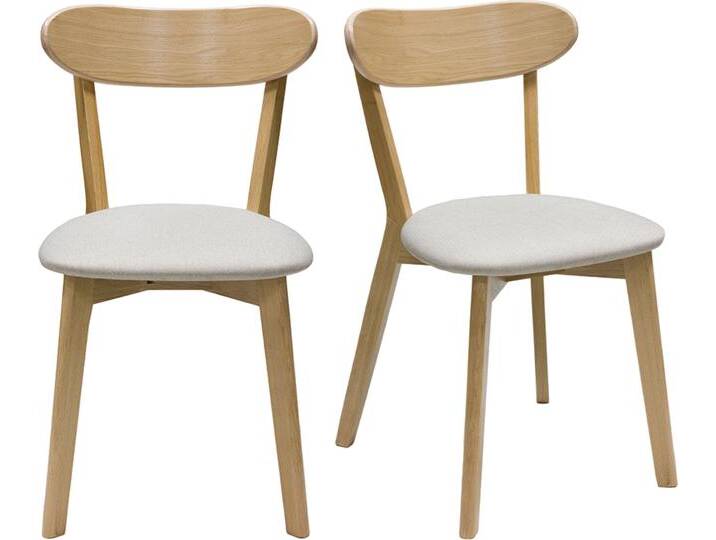 Vintage-Stühle aus hellem Holz mit Eichenfurnier und beigem Stoff (2er-Set) DOVE von Miliboo
