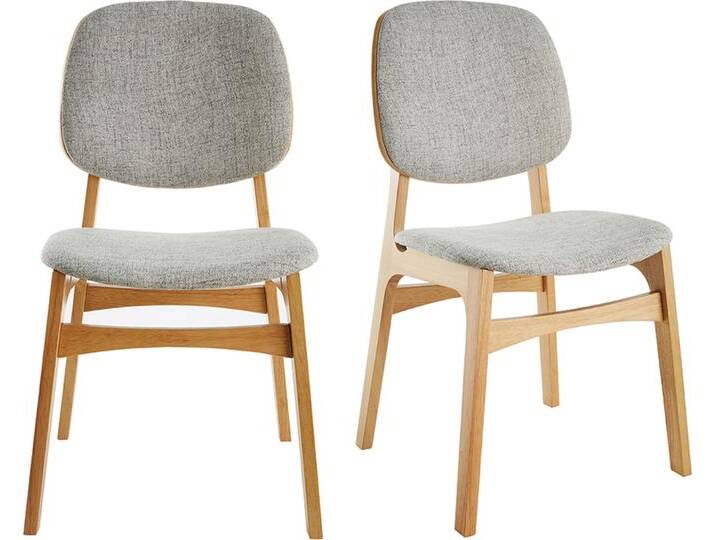 Vintage-Stühle mit hellgrauem Stoff und hellem Holz (2er-Set) SOQUETTE von Miliboo